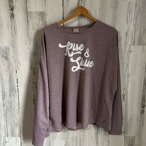CC36 purple shirt w/ rise and shine lettering love @ first sight 3x